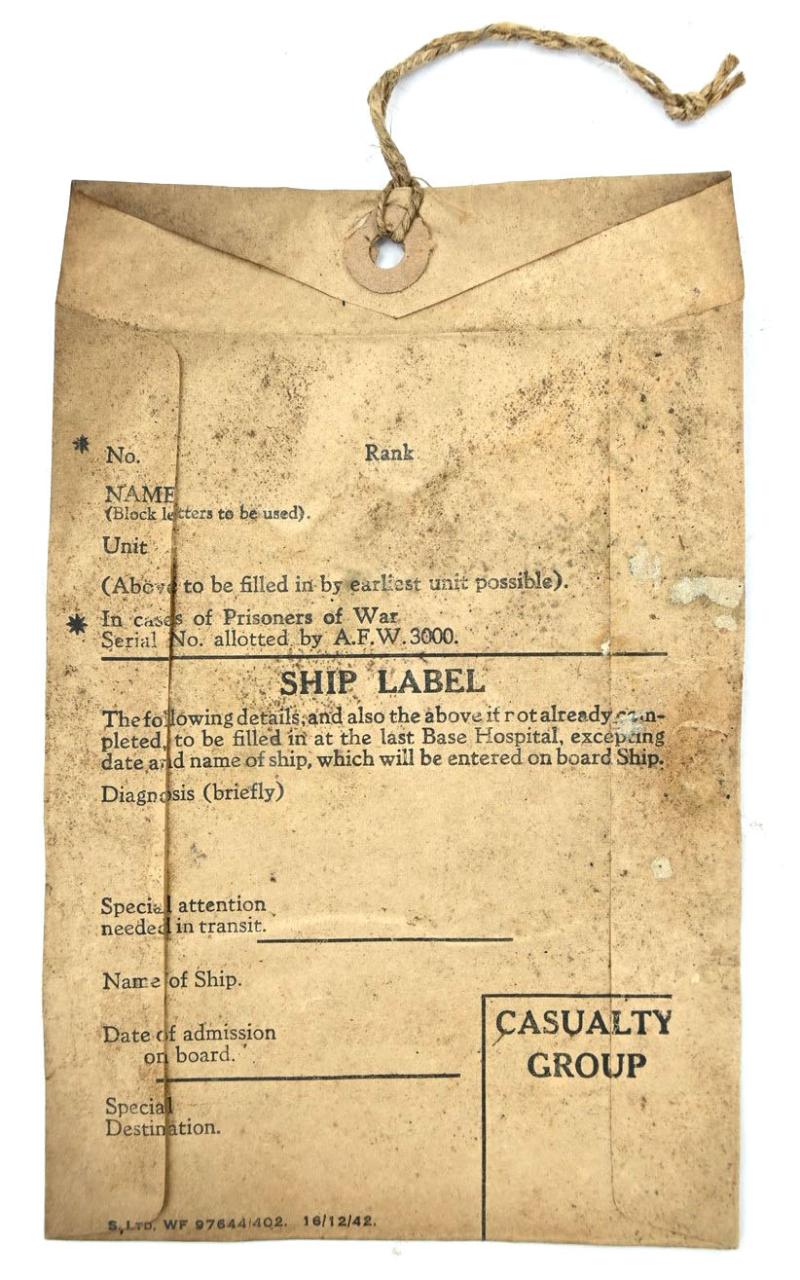 British WW2 Casualty Transport Label