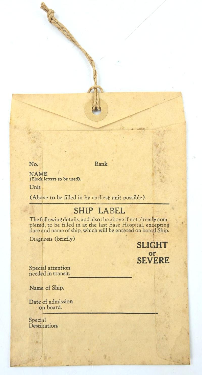 British WW2 Casualty Transport Label