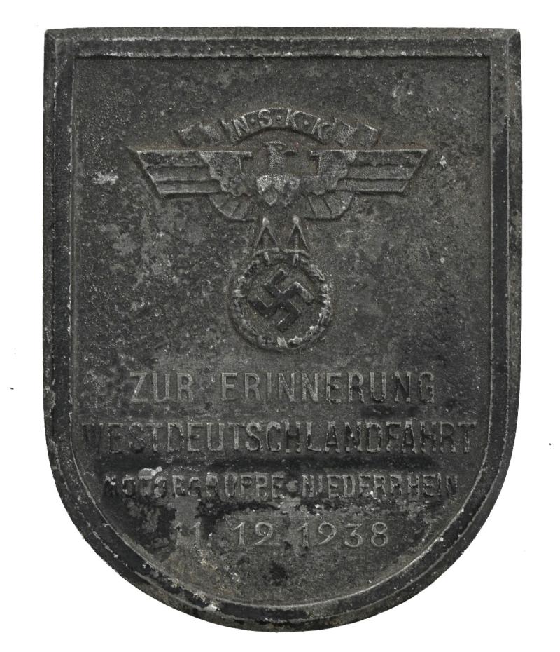 German NSKK Plaque 'Westdeutschlandfahrt' 1938