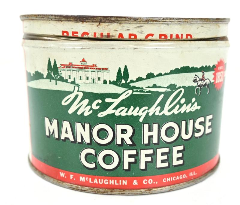 US WW2 Tin Can of Mc Laughlin's Manor House Coffee'