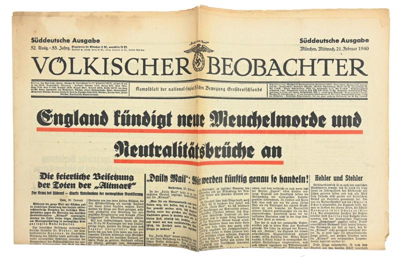 German Newspaper Volkischer Beobachter 21 February 1940