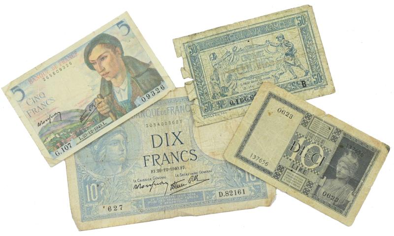 French/ Italian WW2 Banknotes