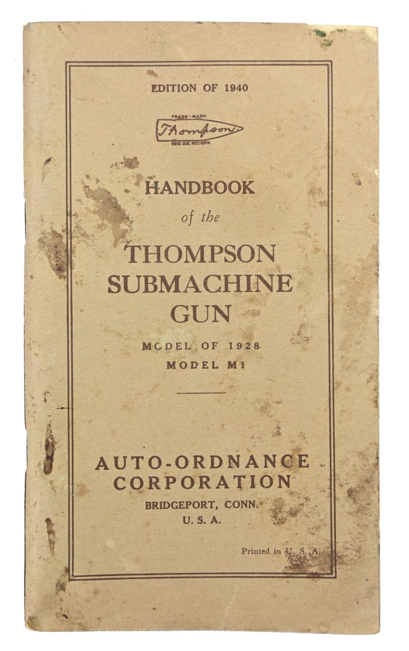 US WW2 Thompson M-1928 Handbook Manual