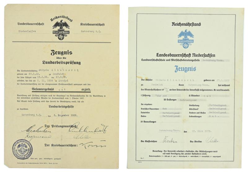 German 'Reichsnährstand (RNST)' Certificate set