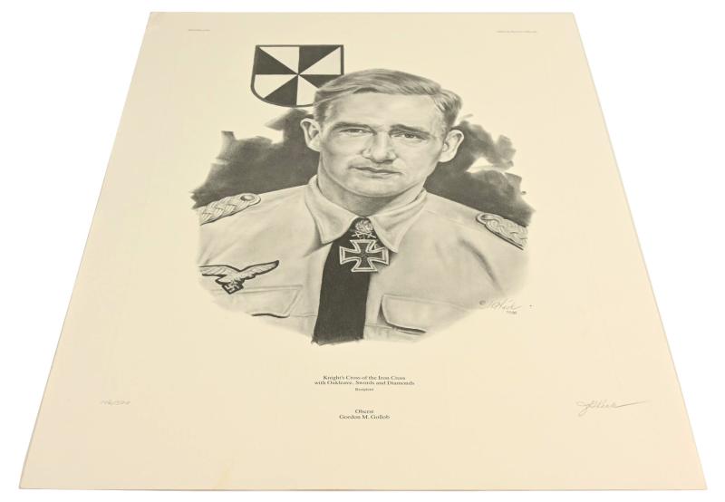 German Litho Print of LW Flight Ace 'Gordon M. Gollob'