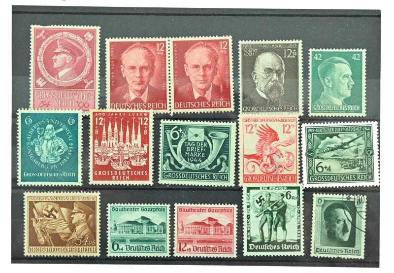 German Third Reich Era Postcard Stamps