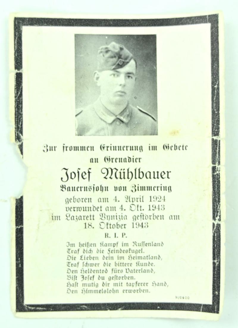 German WH Deathcard 'Josef Muhlbauer'