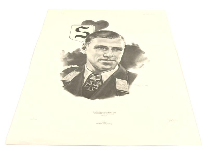 German Litho Print of LW Flight Ace 'Joachim Müncheberg'