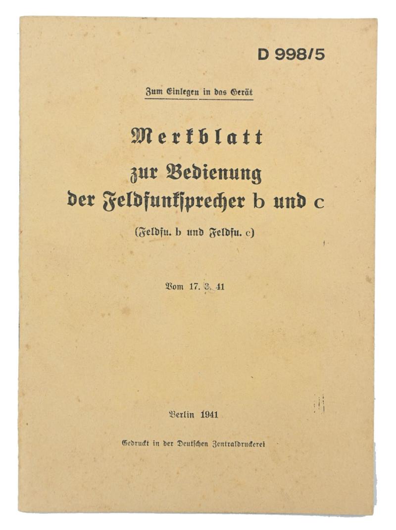 German WH 'Feldfunkfprecher' B&C Manual