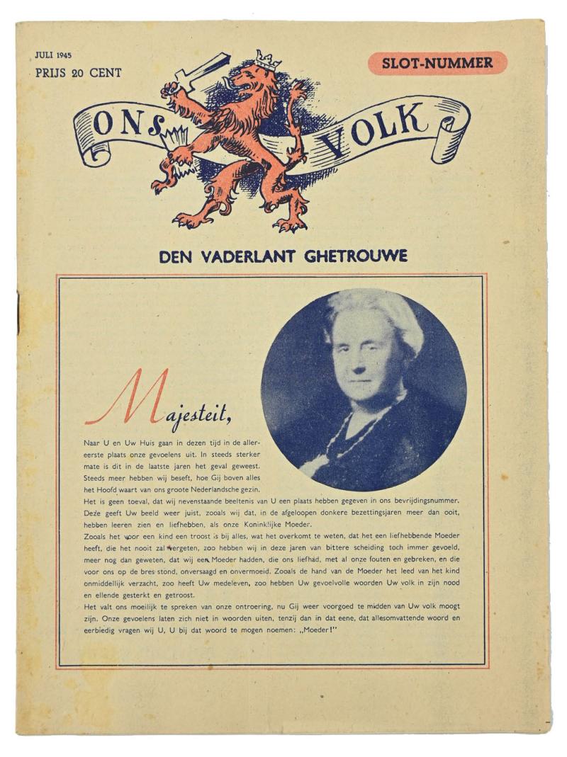 Dutch WW2 Resistance Magazine 'Ons Volk' 1945