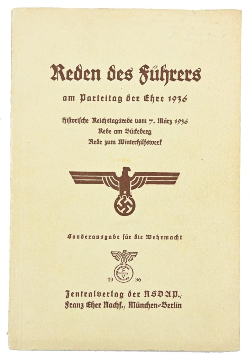 German WH Booklet 'Speech Adolf Hitler' 1936