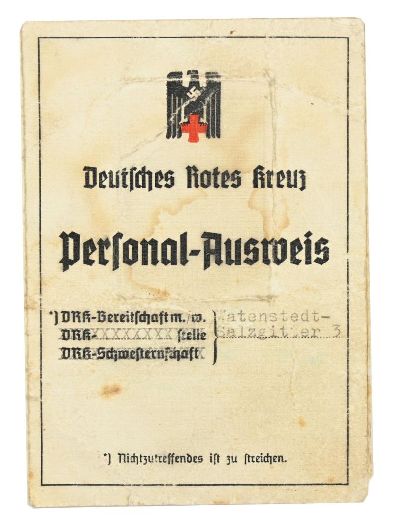 German Red Cross ID Card 'Helferin'