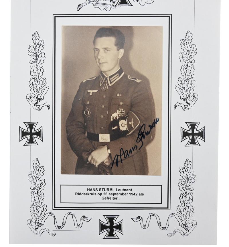 Signature of Wehrmacht Heer KC Recipient 'Hans Sturm'