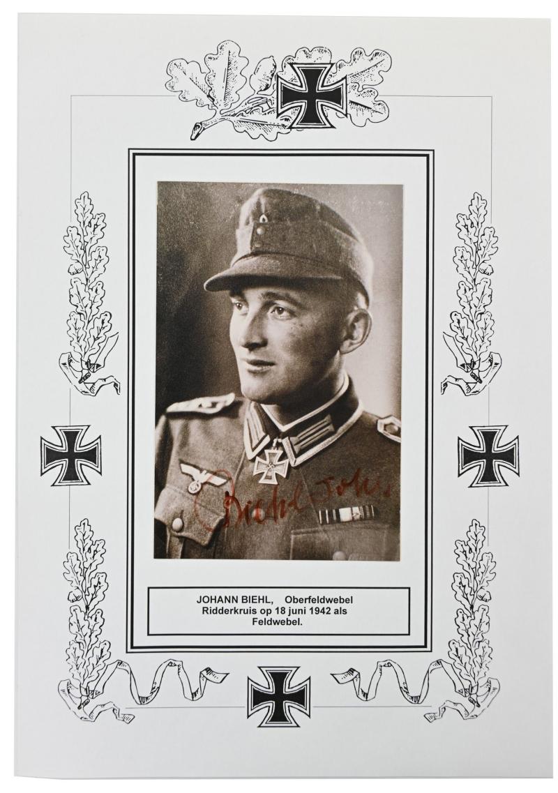 Signature of Wehrmacht Heer KC Recipient 'Johann Biehl'