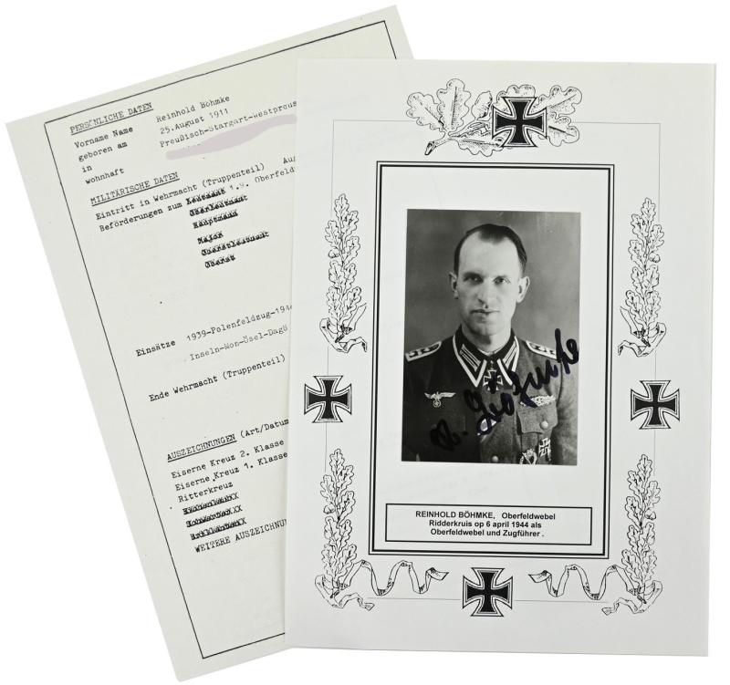 Signature of Wehrmacht KC Recipient 'Reinhold Böhmke'