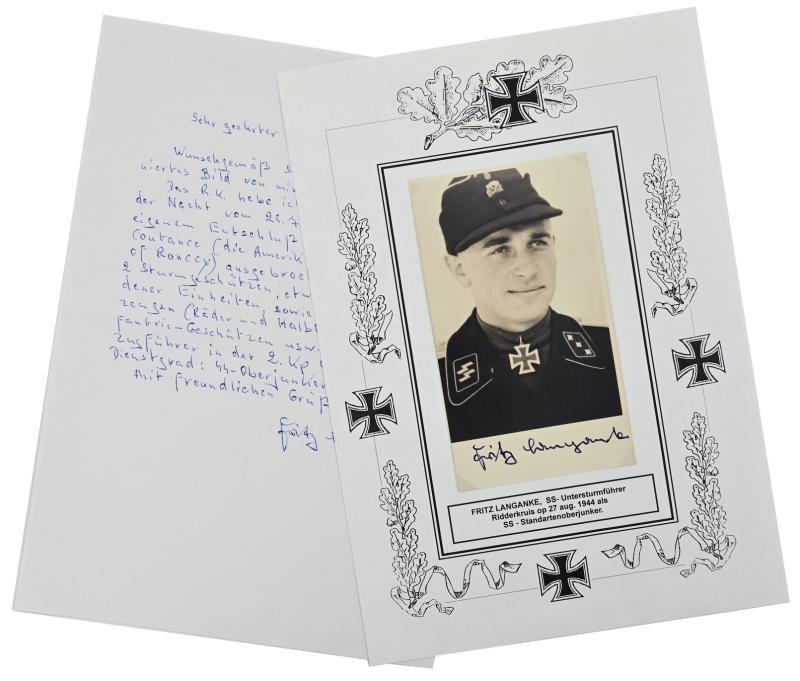 Signature of Waffen-SS KC Recipient 'Fritz Langanke'