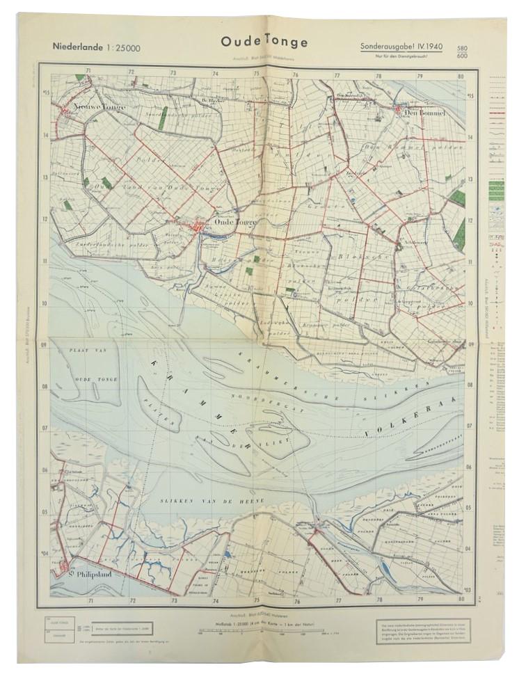 German Roadmap 'Oude-Tonge' Holland 1940