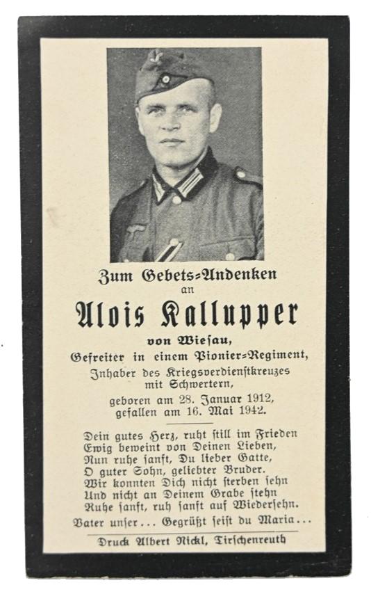 German WH Deathcard 'Alois Kallupper'