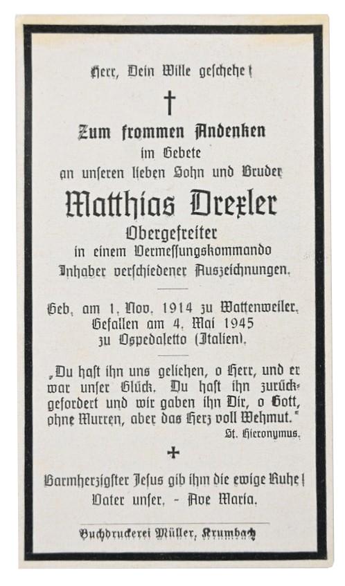 German WH Deathcard 'Matthias Dresler'