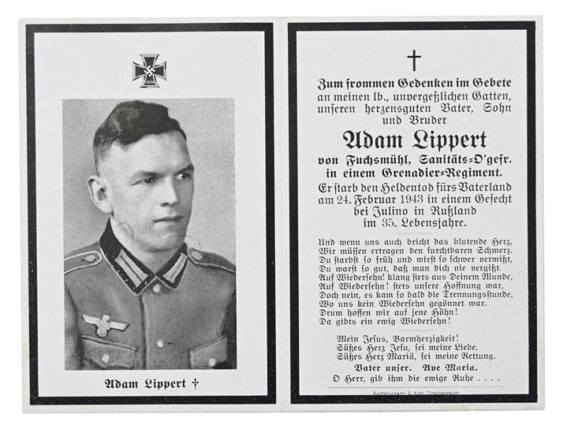 German WH Deathcard 'Adam Lippert von Fuchsmühl'