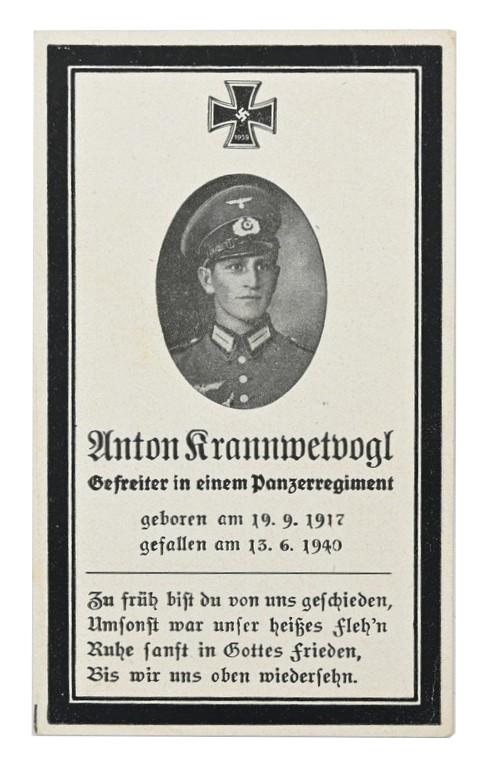 German WH Deathcard 'Anton Krannwetvogl'