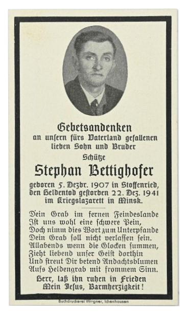 German WH Deathcard 'Stephan Bettinghofer'