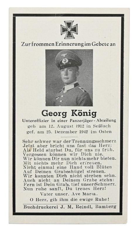 German WH Deathcard 'Georg Konig'