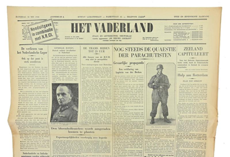 Dutch Newspaper 'Het Vaderland' 18 May 1940