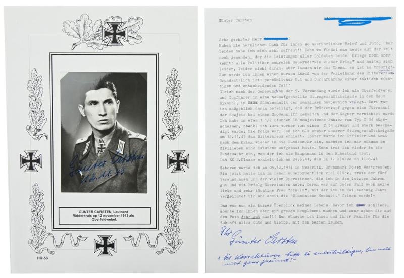Signature of Wehrmacht (Heer) KC Recipient 'Günter Chrzonsz'