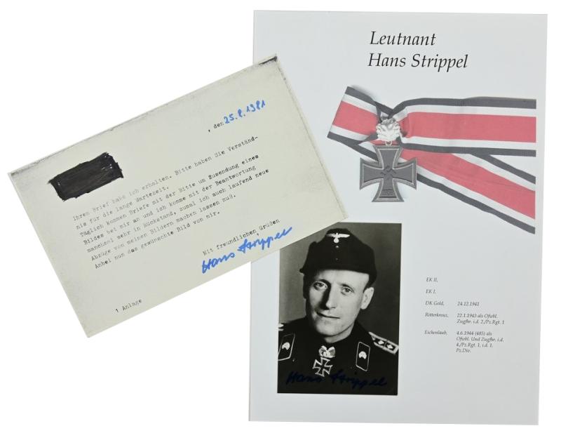 Signature of Wehrmacht (Heer) KC&OLC Recipient 'Hans Strippel'