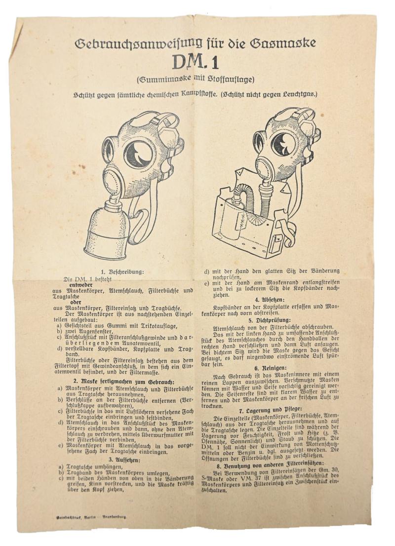 German WH DM1 Gasmask User Manual