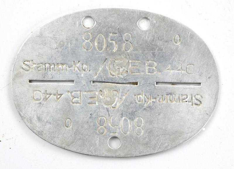 German Dog-Tag 'Stamm-Kp./Gr.E.B.440'