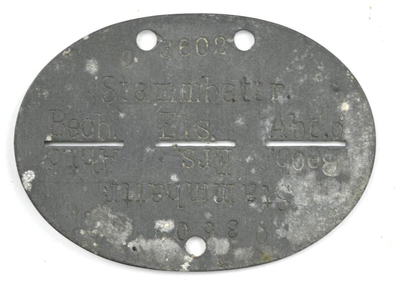 German WH Dog-Tag 'Stamm-Battr. Beob.Ers Abt.6''