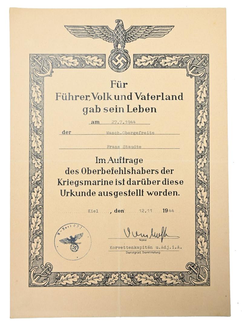 German KM Death Certificate