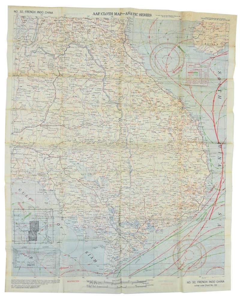 USAAF WW2 Escape Map 'French Indo China'