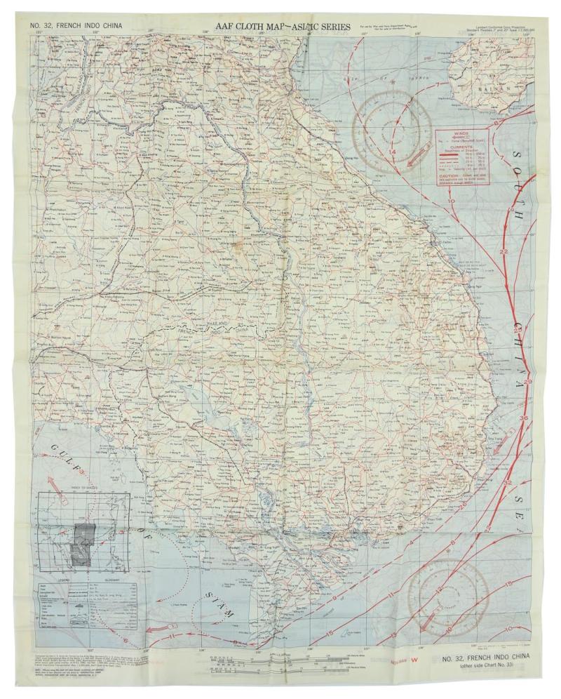 USAAF WW2 Escape Map 'French Indo China'