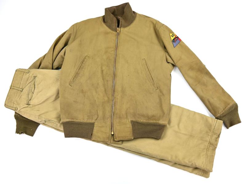 US WW2 10th Armored Division Tanker Jacket & Trousers