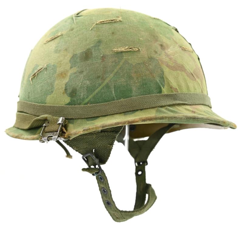 US Vietnam Paratrooper helmet with camouflage cover and liner 1965