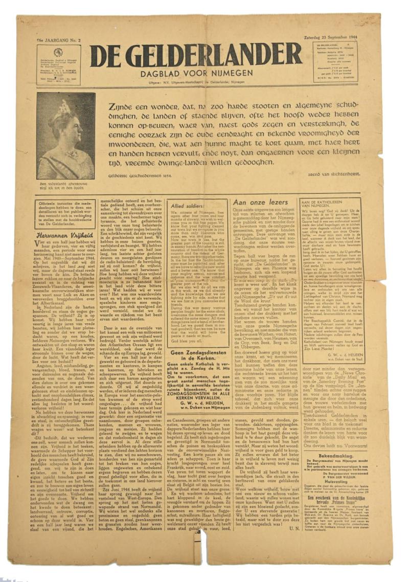 WorldWarCollectibles | Dutch WW2 Newspaper 'De Gelderlander' 23 ...