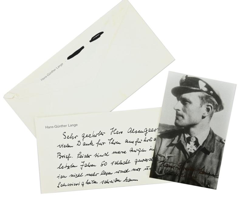 Signature of Kriegsmarine KC-OLC Recipient 'Hans-Günther Lange'