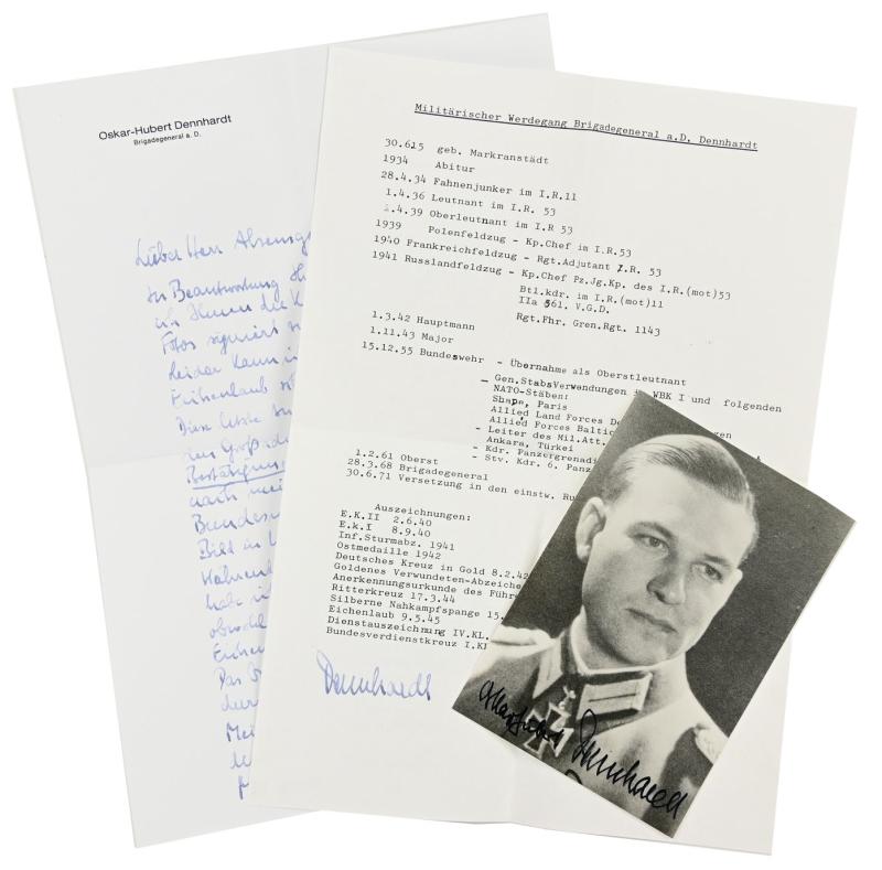 Signature of Wehrmacht Heer KC Recipient 'Oskar-Hubert Dennhardt'