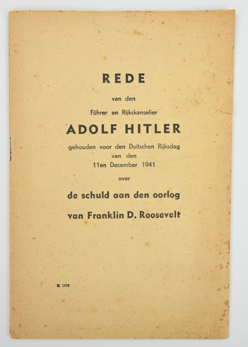 German Third Reich Speech Booklet Adolf Hitler