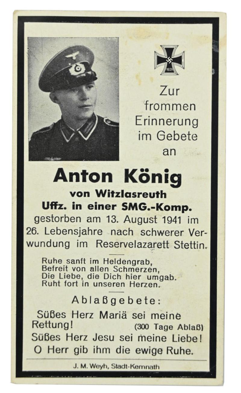 German WH Deathcard 'Anton König'