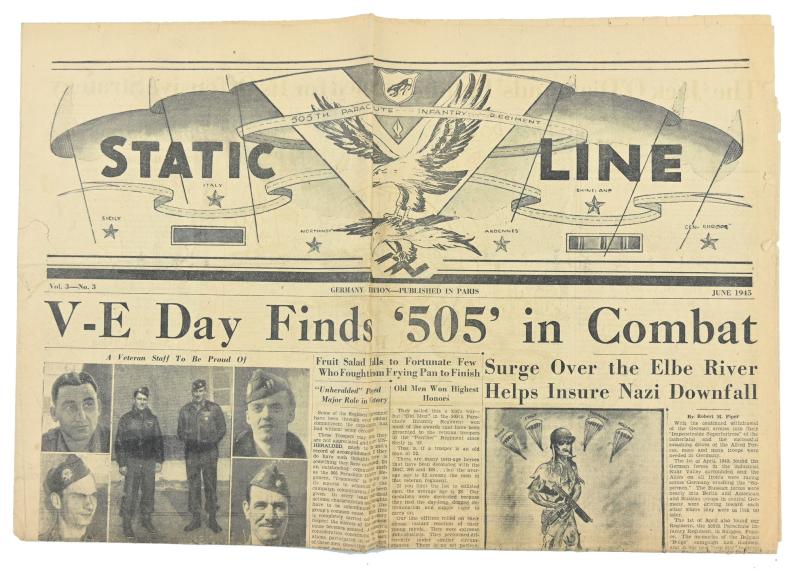 US WW2 82nd Airborne Division 505th PIR Newspaper 'Static Line'