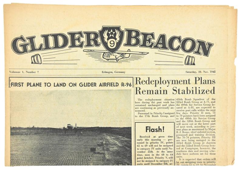 US WW2 Glider Beacon Newspaper 10 November 1945