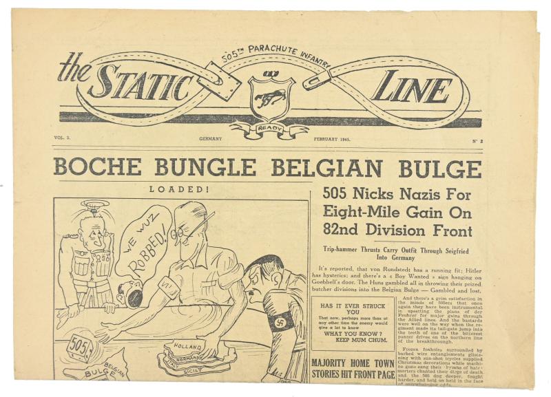 US WW2 82nd Airborne Division 505th PIR Newspaper 'Static Line'