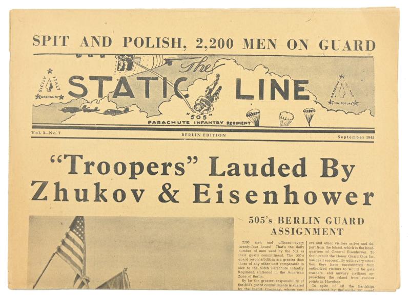 US WW2 82nd Airborne Division 505th PIR Newspaper 'Static Line'