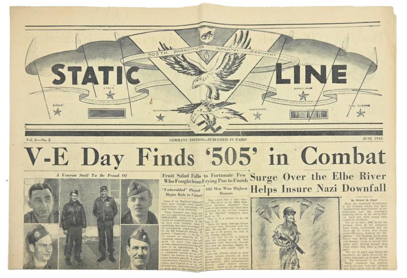 US WW2 505th Parachute Infantry Regiment Newspaper 'Static Line' Paris Edition