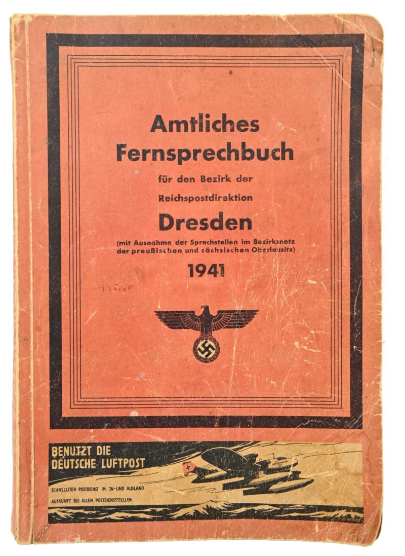 German Third Reich Phonebook 'Dresden' 1941