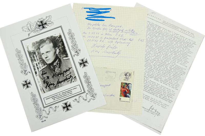 German Waffen-SS Knight's Cross Recipient Portait Picture with Signature 'Heinz Nowotnik'